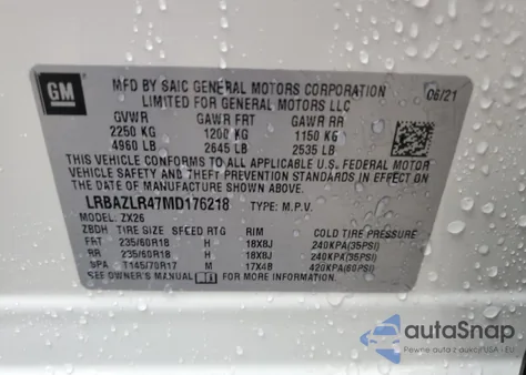 2021 Buick Envision Preferred from USA, damaged, VIN LRBAZLR47MD176218